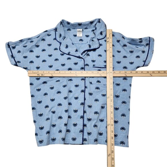 Sesame Street Womens Pajama Set Cookie Monster Print Soft Blue Short Sleeve‎ M - Picture 3 of 9